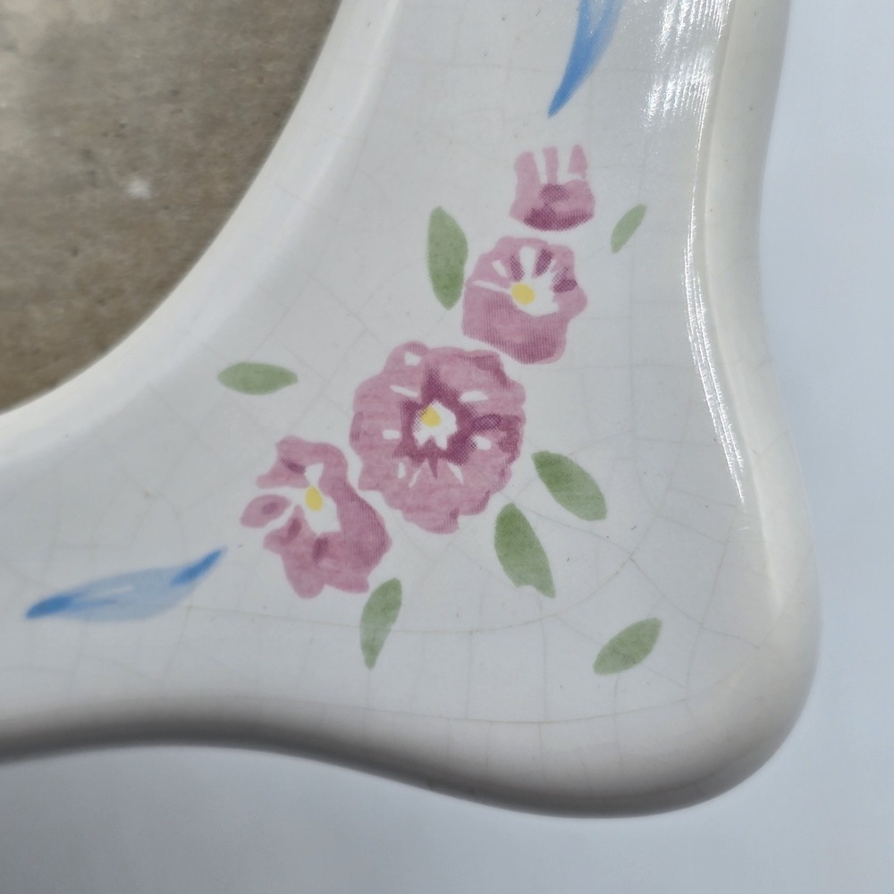 Ceramic Photo Frame Pink Tea Roses Simple Oval Display Cottagecore Vtg Granny - Picture 9 of 14